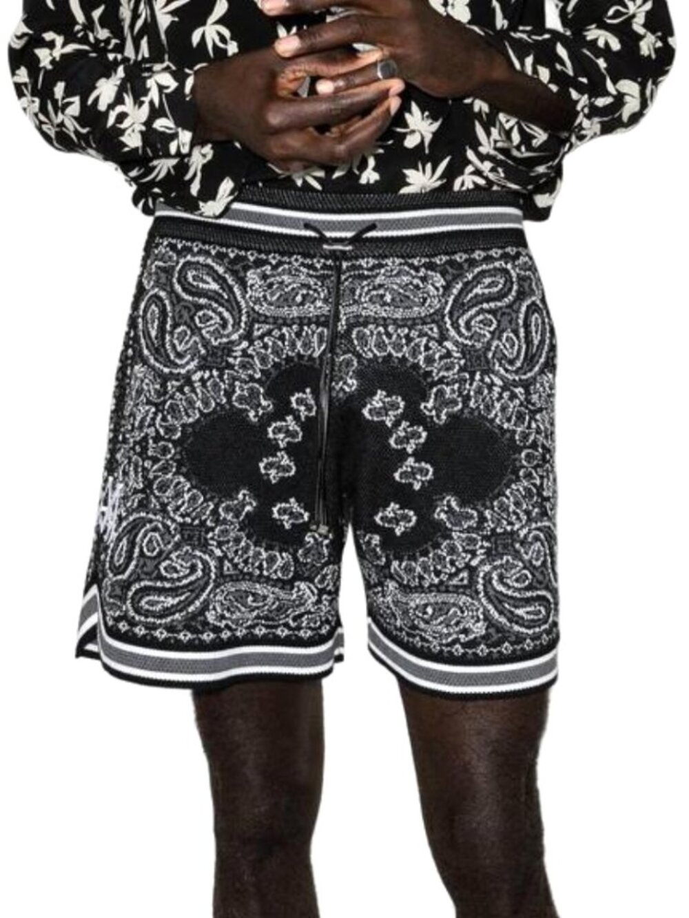 AMIRI Paisley Bandana Knit Cotton Shorts